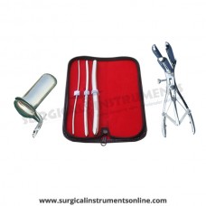 Hegar uterine dilator 3 pieces set,3-4, 7-8, 13-14, mathieu speculum, collin large